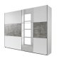 Preview: Schwebetürenkleiderschrank PRENZLAU, alpinweiß o. grau-metallic / stone grey - B 261 cm