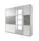 Preview: Schwebetürenkleiderschrank PRENZLAU, alpinweiß o. grau-metallic / stone grey - B 218 cm