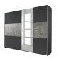 Preview: Schwebetürenkleiderschrank PRENZLAU, alpinweiß o. grau-metallic / stone grey - B 261 cm