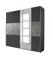 Preview: Schwebetürenkleiderschrank PRENZLAU, alpinweiß o. grau-metallic / stone grey - B 218 cm
