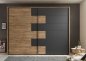 Preview: Schwebetürenkleiderschrank LINEA, 2-trg. - Bartex Eiche-Graphit - 270cm
