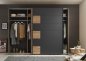 Preview: Schwebetürenkleiderschrank LINEA, 2-trg. - Bartex Eiche-Graphit - 270cm