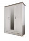 Preview: Drehtürenschrank LUCA  3-trg. / Pinie Weiß/Trüffel Nachbildung - 148cm