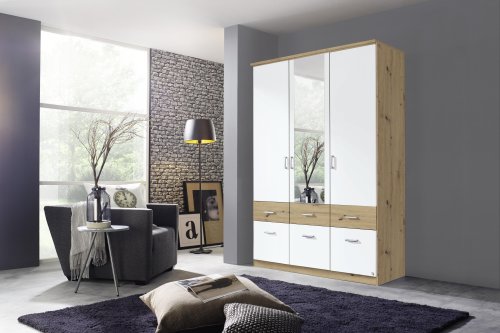 Drehtürenschrank BREMEN-EXTRA 3-trg. - Eiche Artisan Nb-Alpinweiß - 136cm