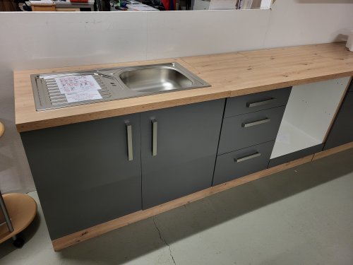 Einlass-Spüle DARIA/DAVOS 100x60cm - Artisan Eiche Nachbildung/Lacklaminat Schiefer