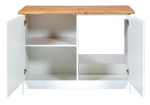 Spülenschrank SICILIA 130x60cm, Weiß / Artisan Eiche Nb.