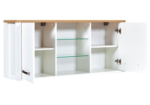 Hängeschrank SICILIA 130x57cm, Weiß / Artisan Eiche Nb.