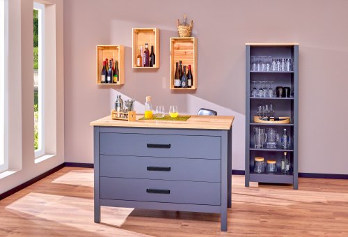 Kücheninsel PIAZZA NERO 3S - Artisan Eiche Nb. / Anthrazit