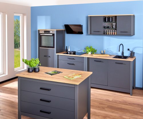 Spülenschrank VENETO 130x60cm, Anthrazit / Artisan Eiche Nb.