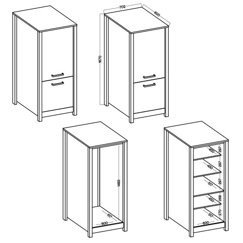 Geräteschrank 2 VENETO 70x167cm, Anthrazit / Artisan Eiche Nb.