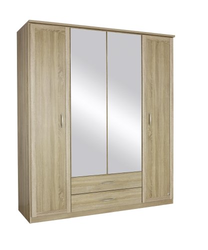 Kleiderschrank TORRENT, 4-trg., 2 Spiegel, 2 Schubkästen