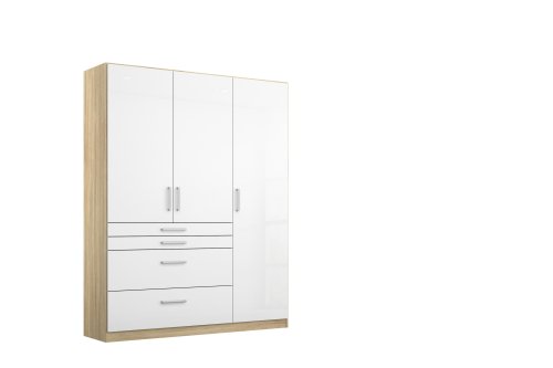 Drehtürenschrank HOMBURG, 3-trg., 4 Schubkästen
