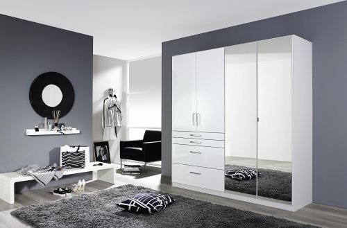 Drehtürenschrank HOMBURG, 4-trg., 2 Spiegeltüren, 4 Schubkästen