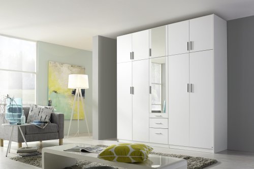 Drehtürenschrank HILDESHEIM, 10-trg., 2 Spiegeltüren, 3 Schubkästen