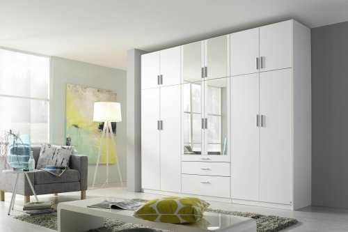 Drehtürenschrank HILDESHEIM, 12-trg., 4 Spiegeltüren, 3 Schubkästen