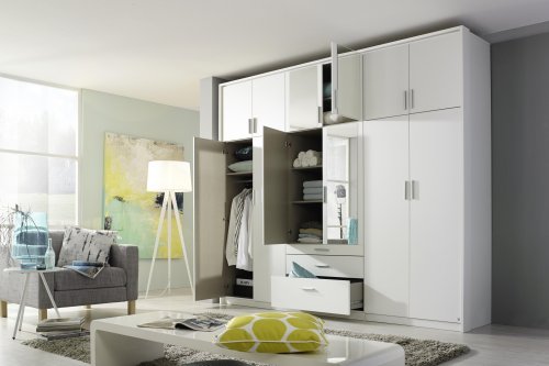Drehtürenschrank HILDESHEIM, 12-trg., 4 Spiegeltüren, 3 Schubkästen