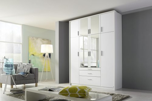 Drehtürenschrank HILDESHEIM, 8-trg., 4 Spiegeltüren, 3 Schubkästen