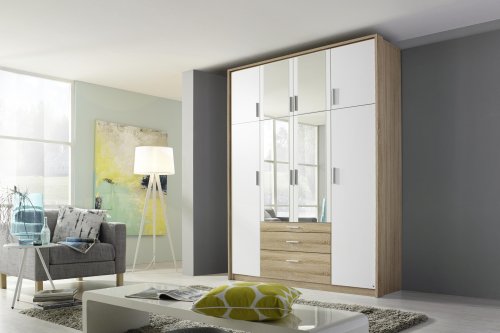 Drehtürenschrank HILDESHEIM-EXTRA, 8-trg., 4 Spiegeltüren, 3 Schubkästen