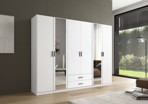 Drehtürenschrank Despina - Alpinweiß, 6-trg./ B 271 cm