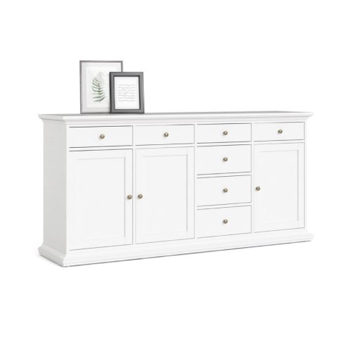 Sideboard Paris, 3 Türen und 7 Schubladen - Weiß