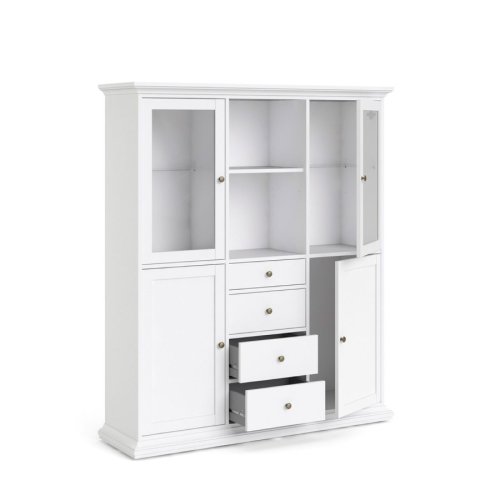 Highboard Paris, 4 Türen und 4 Schubladen - Weiß