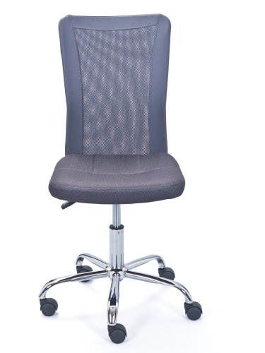 Drehstuhl BONNIE - Metall verchromt, Mesh grau