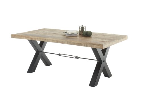 Esstisch DEHLI 200x100cm - Mango Wood, Gestell Metall schwarz