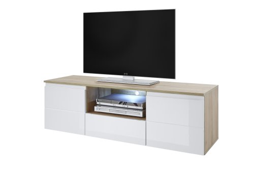 TV Lowboard DOLBY, Artisan Eiche Dekor/weiß Hochglanz