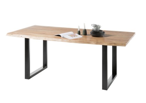 Esstisch INDIA 180x90cm - Akazienholz massiv - Gestell schwarz