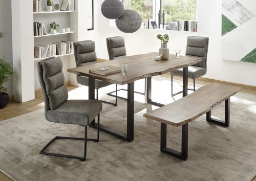Esstisch INDIA 180x90cm - Akazienholz massiv - Gestell schwarz
