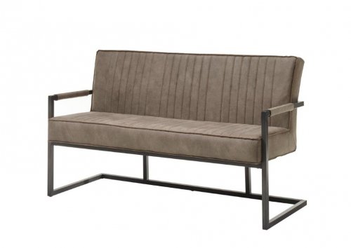 Bank LINDA - Microfaser taupe - Gestell Metall schwarz matt
