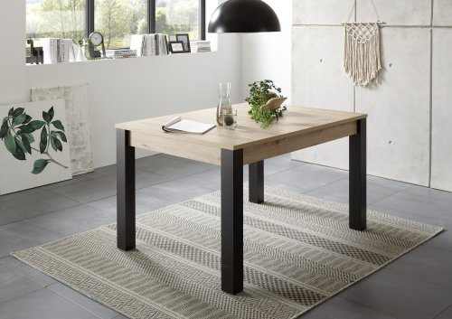 Esstisch LUCAS 140-210x90cm - Artisan Eiche Dekor - Gestell schwarz