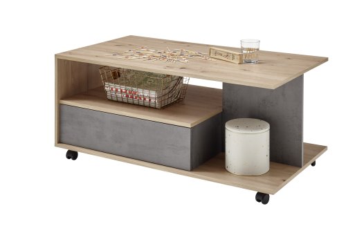 Couchtisch SILAS - Artisan Eiche /Abs. Beton dunkel