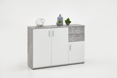 Kommode ALBI 2, Beton Light Atelier/Weiß Nb