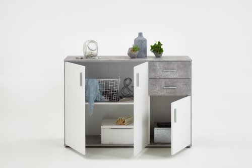 Kommode ALBI 2, Beton/Weiß Nb