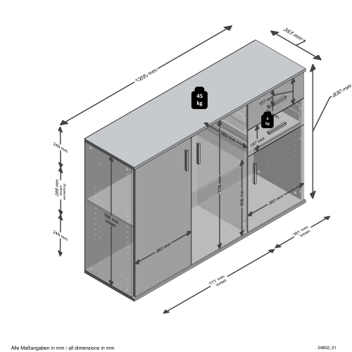 Kommode ALBI 2, Beton/Weiß Nb
