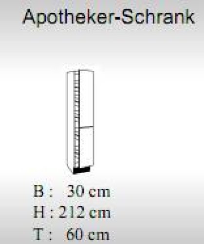 Apothekerschrank JULIA 30x212x60cm, Trüffeleiche / Hochglanz-Weiß