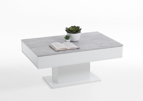 Couchtisch AVOLA 2, Beton Light Atelier/Weiß Edelglanz