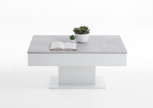 Couchtisch AVOLA 2, Beton Light Atelier/Weiß Edelglanz