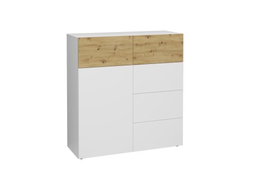 Kommode BELM 1, Brillantweiß/Artisan Eiche