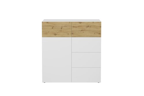 Kommode BELM 1, Brillantweiß/Artisan Eiche