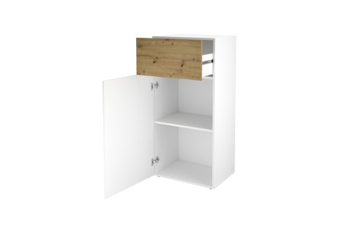 Kommode BELM 2, Brillantweiß/Artisan Eiche