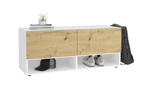 Garderobenbank BELM 9, Brillantweiß/Artisan-Oak