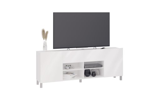 HIFI/TV-Board Brighton 2 XL, Weiß Edelglanz / Hochglanz Weiß