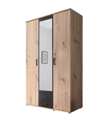 Drehtürenschrank CHICAGO 3-trg. - Artisan Eiche Nb./Betonoxid - 120cm
