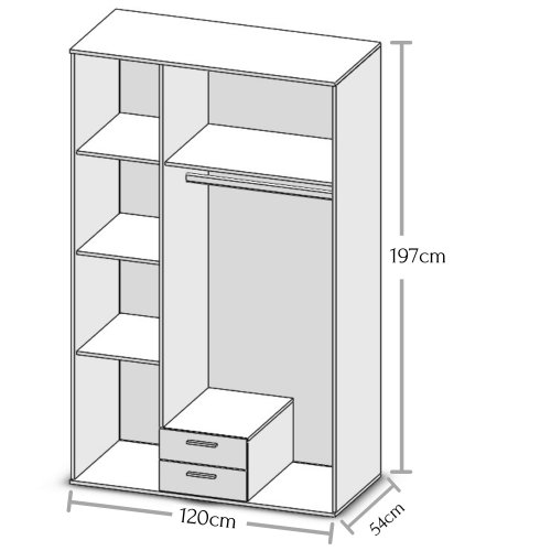 Drehtürenschrank CHICAGO 3-trg. - Artisan Eiche Nb./Betonoxid - 120cm