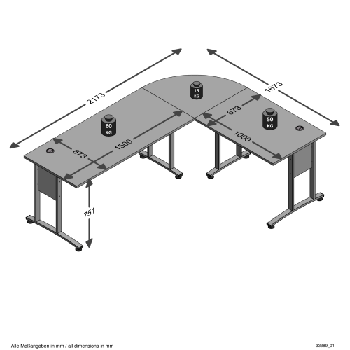 Winkelschreibtisch DALLAS 1, Artisan Eiche Nb