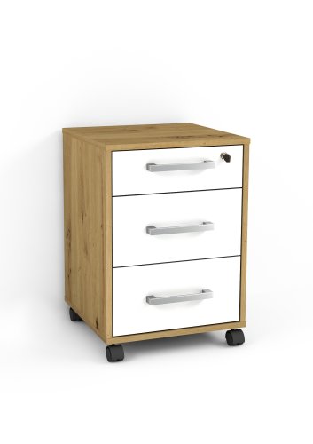Rollcontainer DALLAS 2, Artisan Eiche/Weiß Edelglanz Nb
