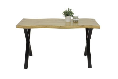 Preview: Esstisch GERDA III  140 x 90 cm - Wildeiche Dekor m. Baumkante