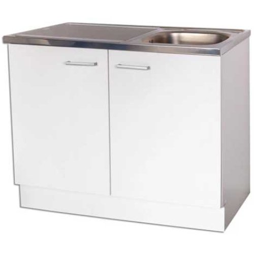 Spülenschrank mit Auflagenspüle GIRONA 100x60cm - Weiß-Weiß